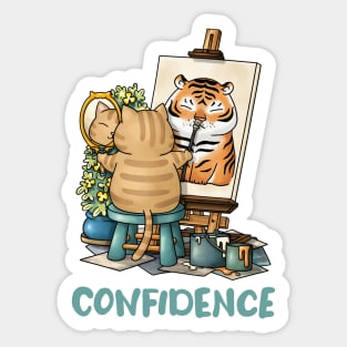 Cat Confidence Self Portrait Sticker